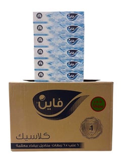 فاين منايل بيضاء معقمة كلاسيك 6علب*6ربطات(5+1مجانا) 70 منديل طبقتين 