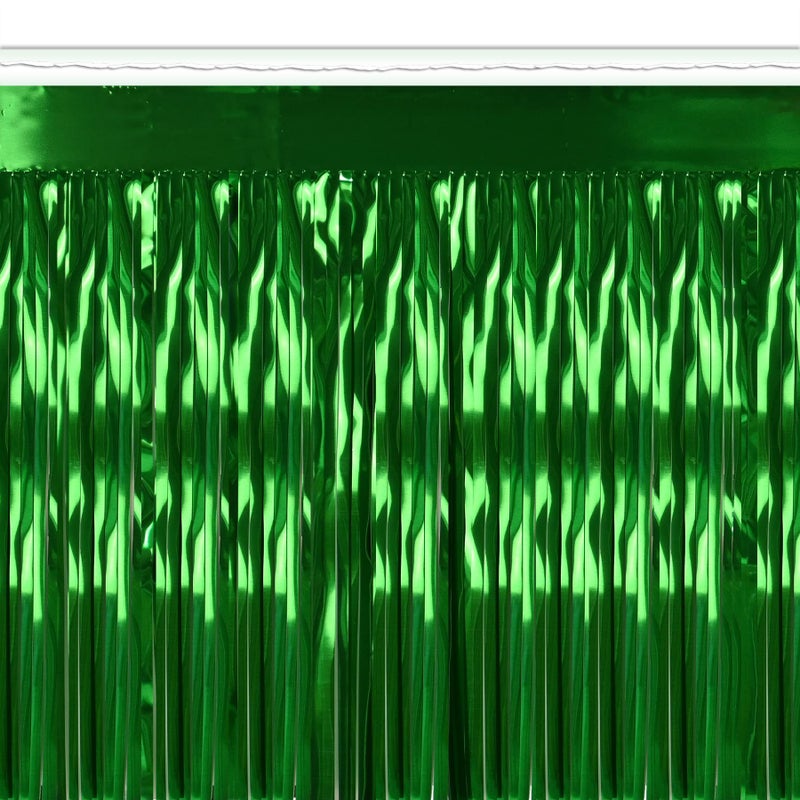 Beistle Metallic Fringe Skirt for Rectangle Tables â€“ Banquets and Parade Float Supplies-Birthday Party Christmas Holiday Theme Decorations, 30" x 14', Green - Image 1