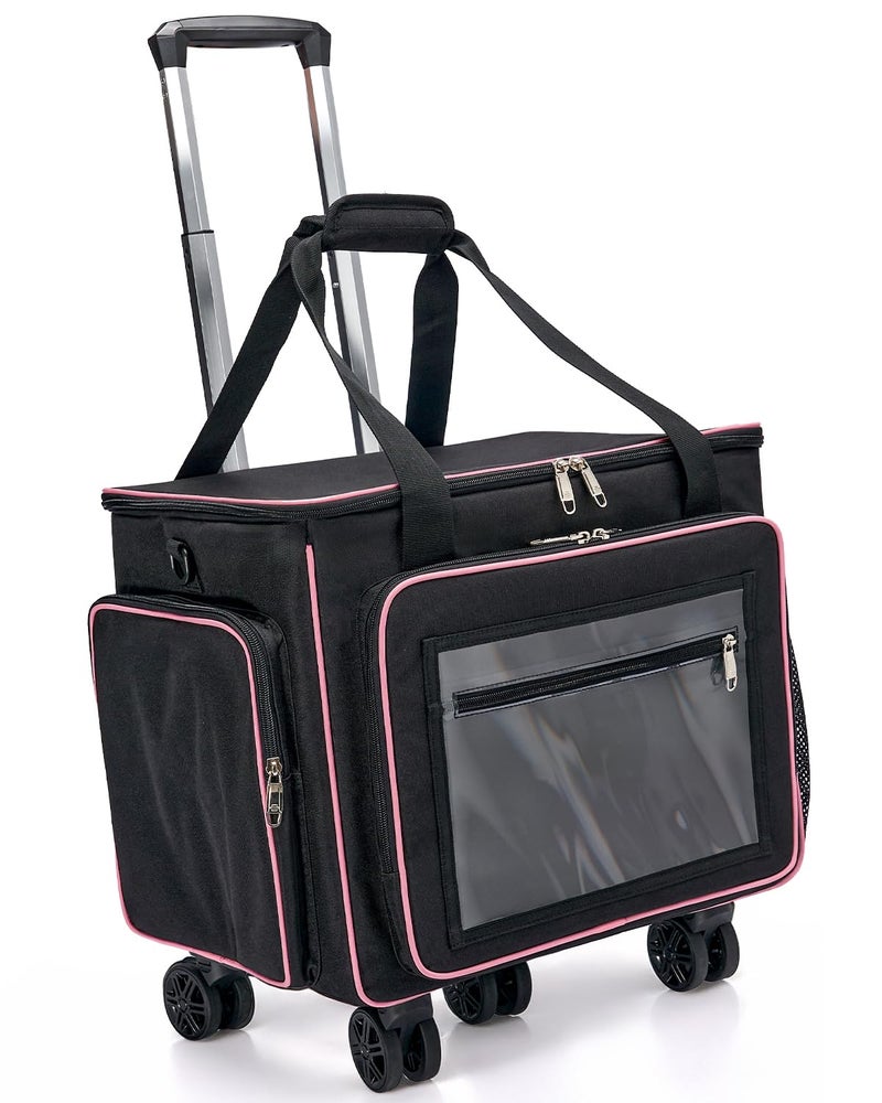 Amythe Rolling Teacher Tote Bag with 15.6" Laptop Compartment, 5 Wheels Laptop Briefcase with Detachable Trolley, Wheeled Bag for Women for Work, Office, Craft-Black - Image 1