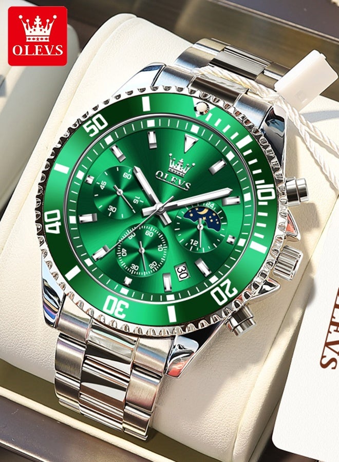 أوليفز ساعات رجالية كاجوال فاخرة مضيئة كرونوغراف ساعة يد من الفولاذ المقاوم للصدأ مقاومة للماء ساعة كوارتز للرجال مع تقويم التاريخ - Image 1
