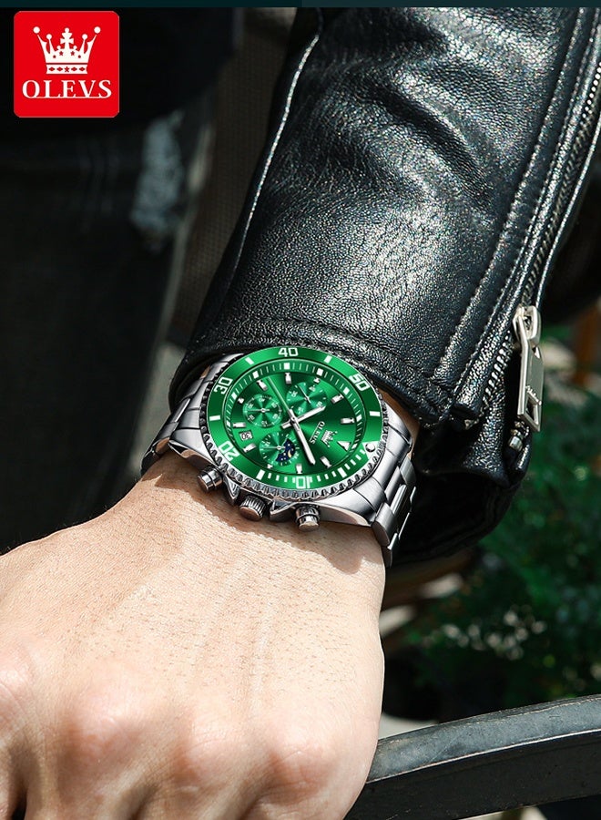 أوليفز ساعات رجالية كاجوال فاخرة مضيئة كرونوغراف ساعة يد من الفولاذ المقاوم للصدأ مقاومة للماء ساعة كوارتز للرجال مع تقويم التاريخ - Image 5