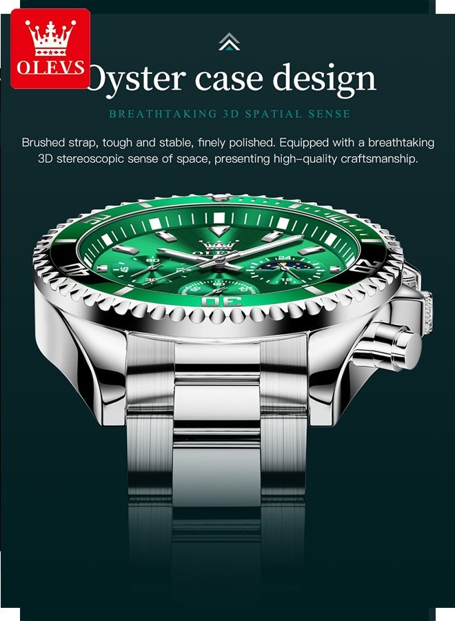 أوليفز ساعات رجالية كاجوال فاخرة مضيئة كرونوغراف ساعة يد من الفولاذ المقاوم للصدأ مقاومة للماء ساعة كوارتز للرجال مع تقويم التاريخ - Image 4