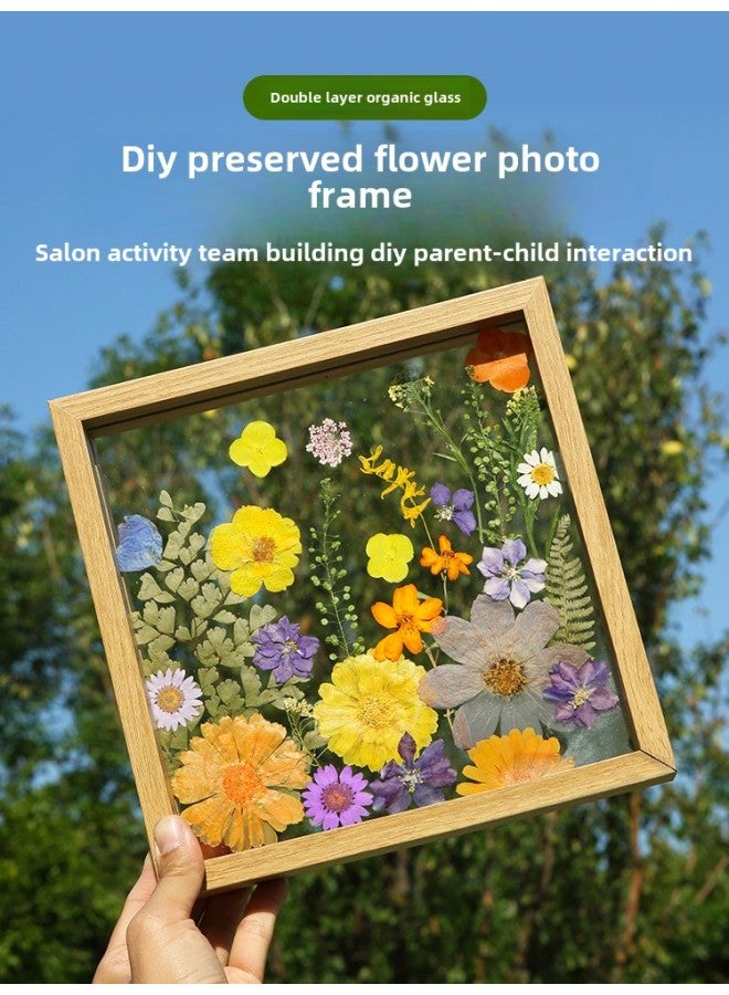 Dried Flower Embossed Photo Frame Acrylic Transparent Plastic Film Handmade DIY Material Plant Leaf Specimen Glass Frame-Colour:Other Sizes - Fluorescent Yellow Blue Lotus 14 Pieces  - Image 2