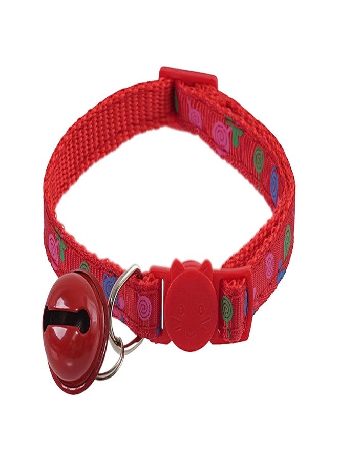 LitVibes Cat Collar With Bell,Kitten Kitty & Small Dogs Soft Adjustable Collar,Safe,Breakaway For Cats And Puppies-Watermelon Red (Lollipop Design),?14 cm,W_2 cm - Image 1