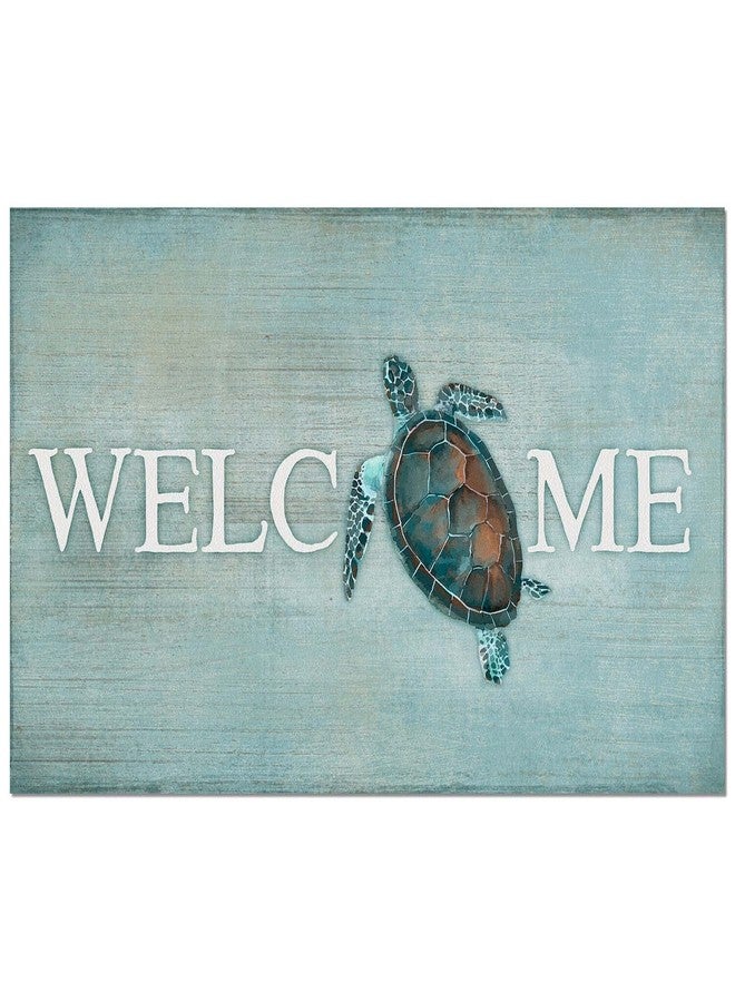 Counterart Sea Turtle Welcome Indoor/Outdoor Entryway Floor Mat Manufactured in The USA Low Profile, Protective Non-Skid Rubber Backing, Easy to Clean 29.5" by 17.75" - Image 1