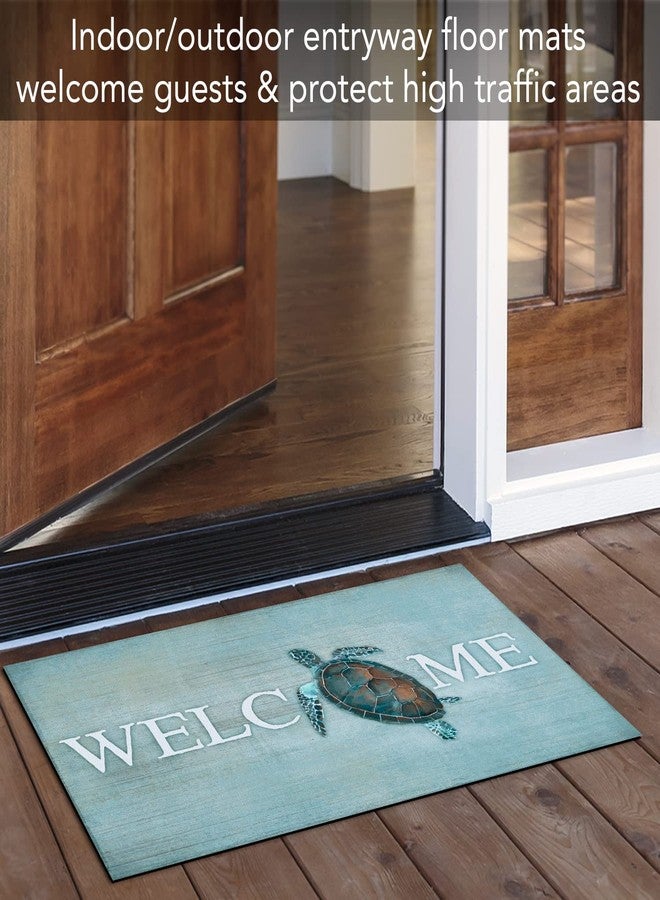 Counterart Sea Turtle Welcome Indoor/Outdoor Entryway Floor Mat Manufactured in The USA Low Profile, Protective Non-Skid Rubber Backing, Easy to Clean 29.5" by 17.75" - Image 2