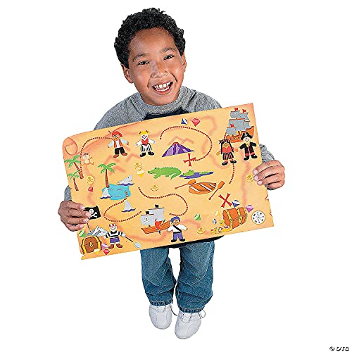 Fun Express DIY Giant Treasure Island Map Sticker Scenes - 12 Backgrounds and 12 Sticker Sheets - Pirate Party Activity for Kids - Image 4