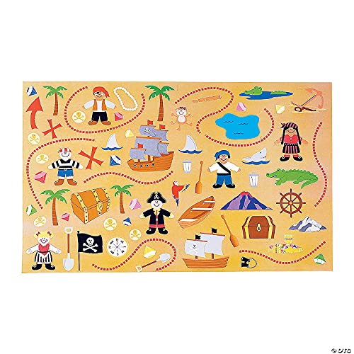 Fun Express DIY Giant Treasure Island Map Sticker Scenes - 12 Backgrounds and 12 Sticker Sheets - Pirate Party Activity for Kids - Image 3