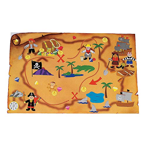 Fun Express DIY Giant Treasure Island Map Sticker Scenes - 12 Backgrounds and 12 Sticker Sheets - Pirate Party Activity for Kids - Image 1