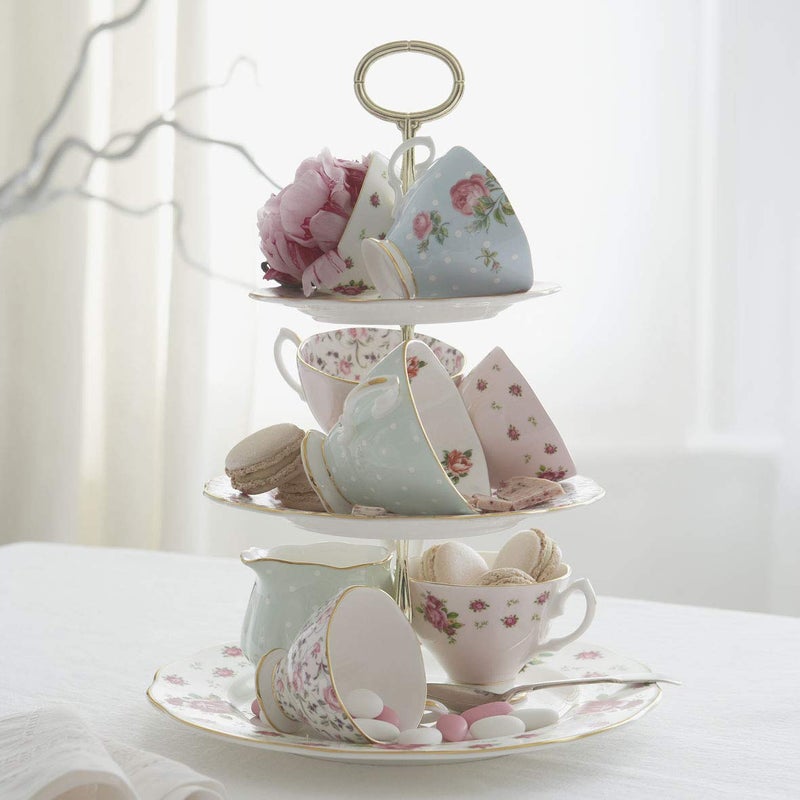 Royal Albert New Country Roses White Cake Stand Three-Tier, 11.5" - Image 2