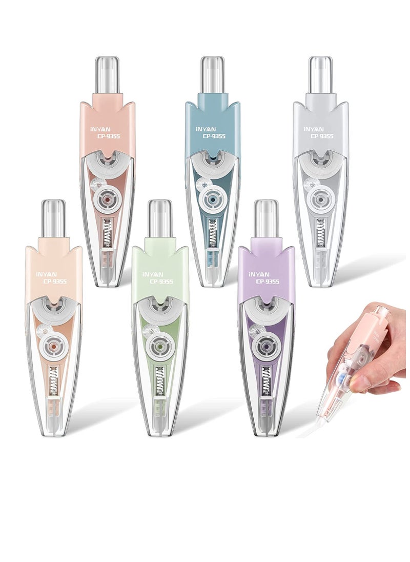 Generic 6 Pcs Retractable Correction Pen 236 Inches Retractable Mechanism Correction Tape Assorted Colored Pen Style Correction Tape Refillable Correction Pen for Office School Supplies, Random Color  - Image 1