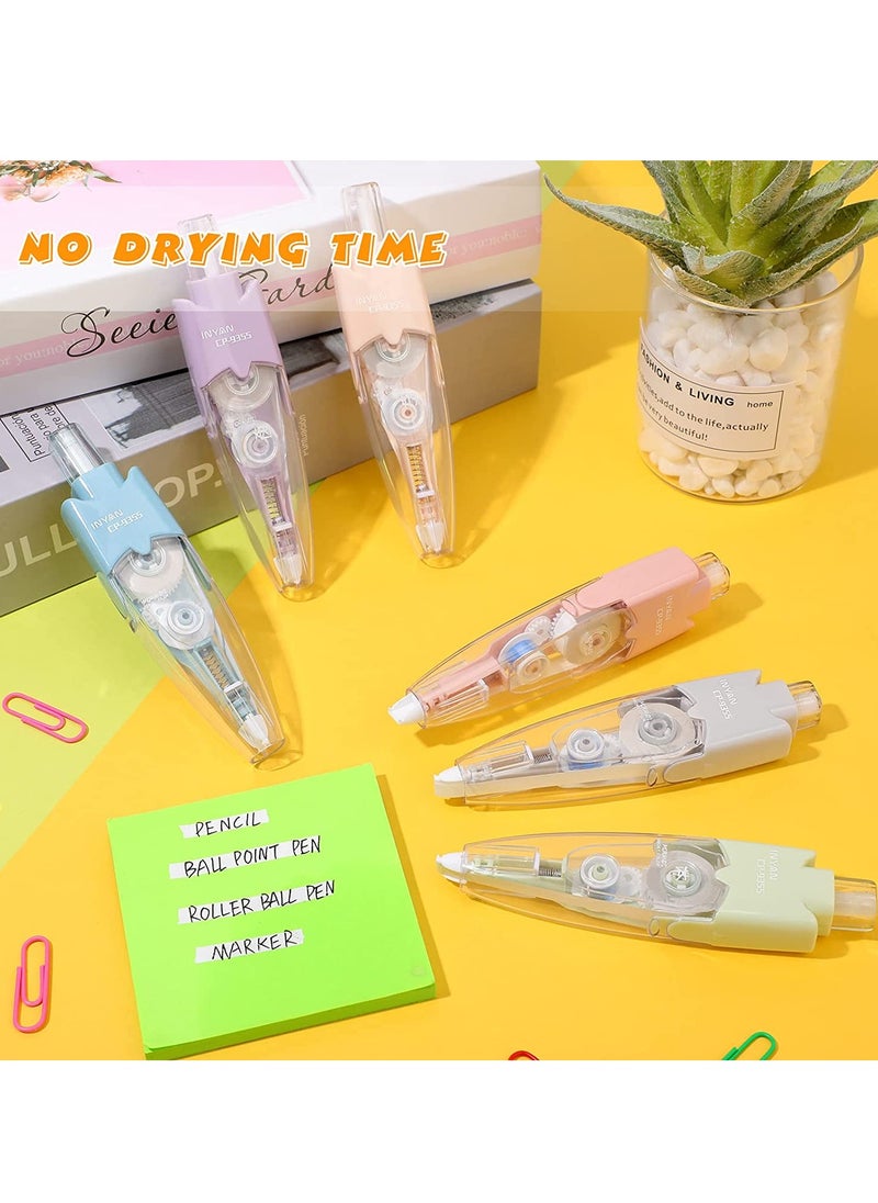 Generic 6 Pcs Retractable Correction Pen 236 Inches Retractable Mechanism Correction Tape Assorted Colored Pen Style Correction Tape Refillable Correction Pen for Office School Supplies, Random Color  - Image 3