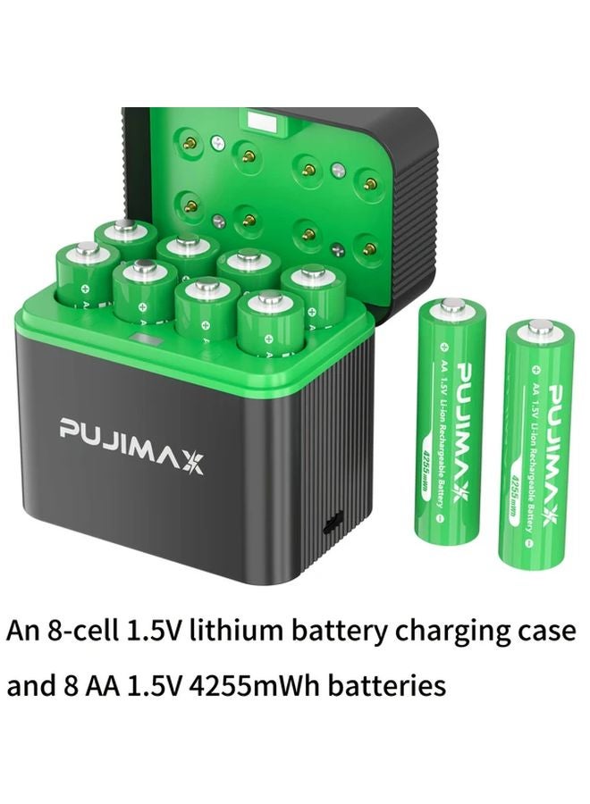 8 Slot 1 5V Lithium Battery Charging Case With 8 AA 4255mWh Batteries LCD Monitor - Image 2