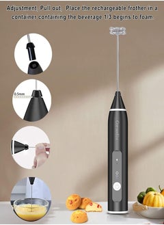 Generic Milk Frother, Rechargeable Milk Frother, 3 Speeds, Milk Frother with Stainless Steel Whisk for Bulletproof Coffee, Cappuccino, Chocolate, Milk Tea, Matcha  - Image 3
