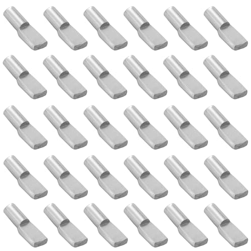 Jamiikury Shelf Pins Pegs Spoon Shaped, Silver Shelf Holders Pegs, Nickel Plated Shelf Support Pegs for Shelves Cabinet Closet - 120 Pieces, 5mm - Image 1