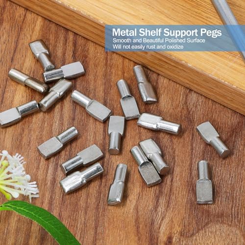 Jamiikury Shelf Pins Pegs Spoon Shaped, Silver Shelf Holders Pegs, Nickel Plated Shelf Support Pegs for Shelves Cabinet Closet - 120 Pieces, 5mm - Image 5
