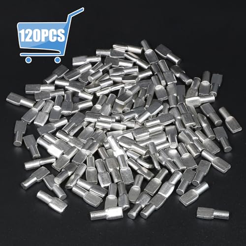 Jamiikury Shelf Pins Pegs Spoon Shaped, Silver Shelf Holders Pegs, Nickel Plated Shelf Support Pegs for Shelves Cabinet Closet - 120 Pieces, 5mm - Image 3