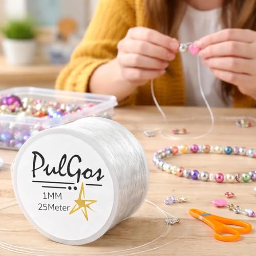 PulGos 𝟐𝟓𝐌-1.0mm Clear Stretchy Elastic Cord |Round Beading Thread for Bracelet, Necklaces DIY Handmade Jewelry Making |Strong & Durable Spool for Crafting Flexible String for Beads & Accessories - Image 4