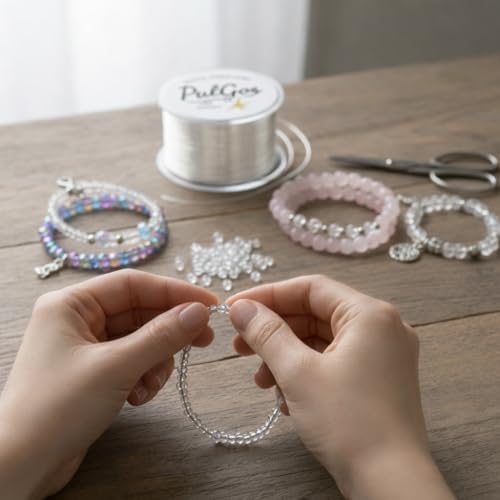 PulGos 𝟐𝟓𝐌-1.0mm Clear Stretchy Elastic Cord |Round Beading Thread for Bracelet, Necklaces DIY Handmade Jewelry Making |Strong & Durable Spool for Crafting Flexible String for Beads & Accessories - Image 3