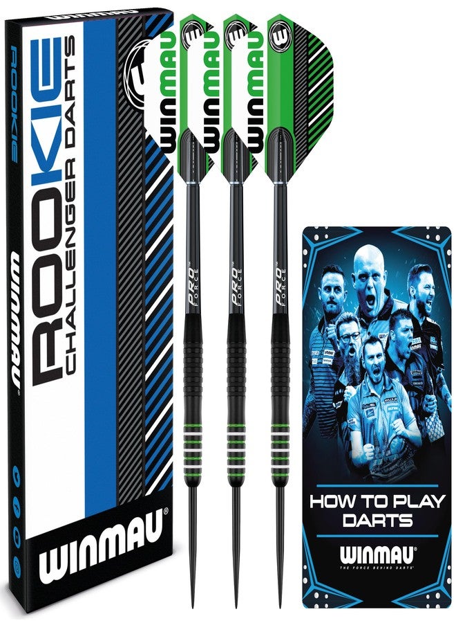 WINMAU Rookie Green Steeltip Brass Darts Set | Single or Multi Sets | Includes Flights and Shafts (Stems) | Exclusive Darts Booklet | Blue, Red and Green | - Image 1