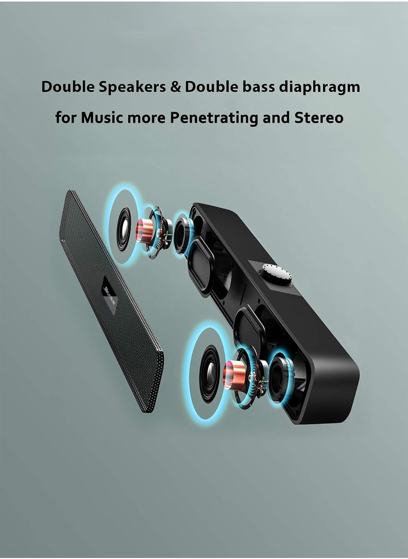 BONKS - （Bluetooth）Computer Speakers with 3.5 mm Aux, Small PC Speakers Powered by USB, Wired USB Desktop Speaker, USB Soundbar for Monitor, Mini Stereo Speaker for PC, Tablets, Laptop, Plug and Play - Image 1