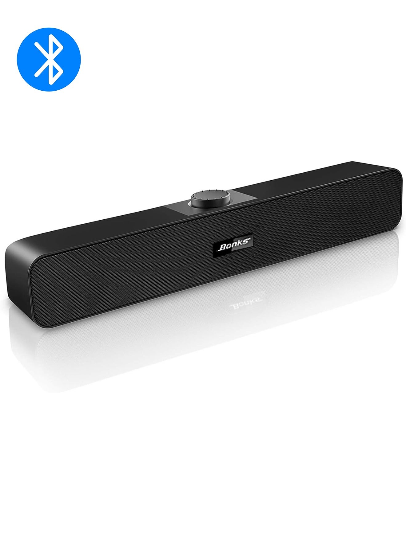 (Bluetooth)Computer Speakers with 3.5 mm Aux, Small PC Speakers Powered by USB, Wired USB Desktop Speaker, USB Soundbar for Monitor, Mini Stereo Speaker for PC, Tablets, Laptop, Plug and Play