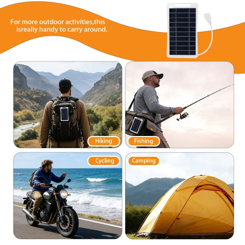 A 20000mW Solar Panel Portable Charger USB Charging Hook Design For Camping Hiking Travel Compatible With Mobile Phones Small Fans And Digital Watches - Image 5