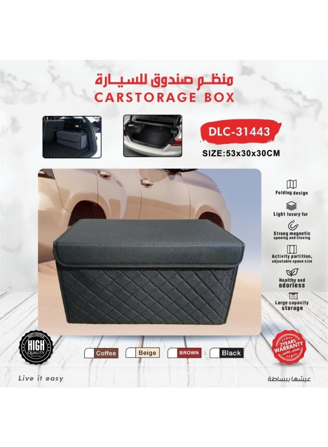 Large Foldable Car Trunk Storage Organizer Box with Magnetic Closure & Adjustable Partition – Black, 53 × 30 × 30 cm - Image 3