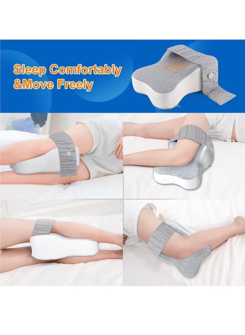 JIYI-MI Memory Foam Leg Pillow for Side Sleepers Separates the Knees for more Comfort Semicircle Round Shape Maternity Foot Leg Knee Pillows Strap Adjustable for Sleeping Promote Hip and Lower Back Pain 044 (Grey) - Image 5