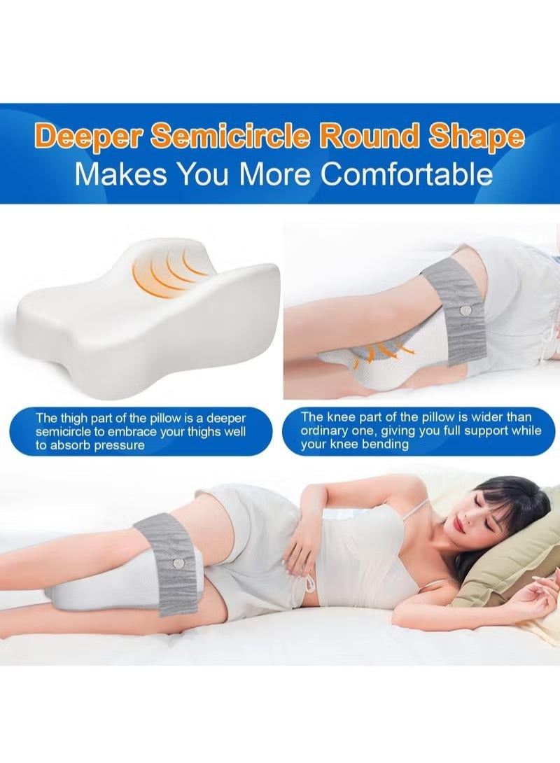 JIYI-MI Memory Foam Leg Pillow for Side Sleepers Separates the Knees for more Comfort Semicircle Round Shape Maternity Foot Leg Knee Pillows Strap Adjustable for Sleeping Promote Hip and Lower Back Pain 044 (Grey) - Image 4