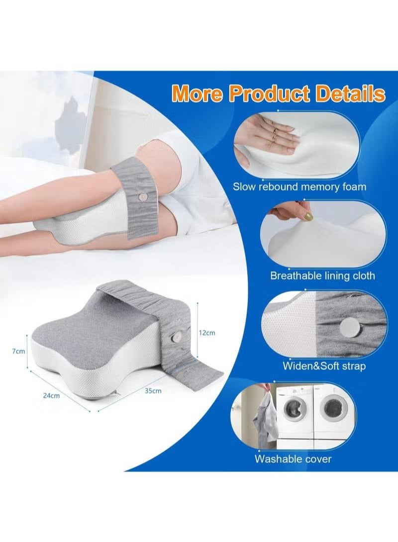 JIYI-MI Memory Foam Leg Pillow for Side Sleepers Separates the Knees for more Comfort Semicircle Round Shape Maternity Foot Leg Knee Pillows Strap Adjustable for Sleeping Promote Hip and Lower Back Pain 044 (Grey) - Image 3