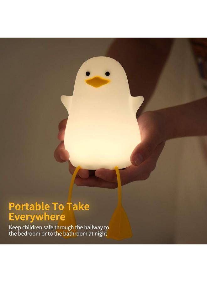 الأزرق جي دبليو يوانديان لطيف بطة ليلة الخفيفة، هدايا للنساء في سن المراهقة الفتيات الطفل، أضواء ليلية للأطفال غرفة نوم كاواي ديكور الغرفة، لطيف عيد الميلاد النورس سيليكون أضواء ليلية للأطفال الصغار. - Image 4