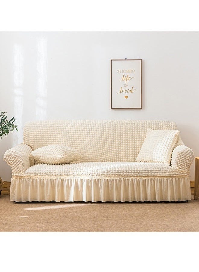 Beauenty Sofa cover 2 seater Super Stretchable Wrinkle-free Full Coverage Couch Slipcover Exquisitely Detailed Slip Flexible Resistant Jacquard Sofa Cover Cream 100-200cm - Image 4