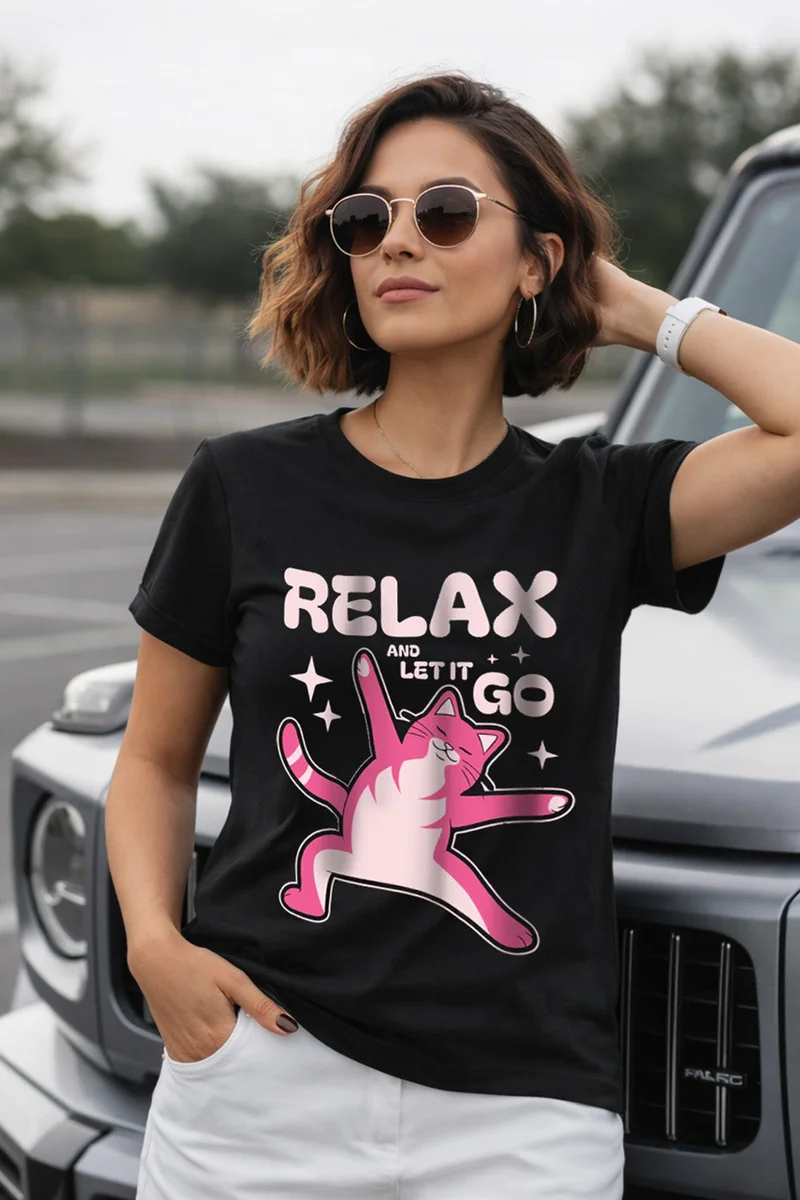 جونبيري JUNEBERRY® Women’s Pure Cotton Regular Fit Printed T-Shirt – Everyday Casual Wear, Travel & Weekend Outfit Tee (JB_55_RELXC_BLK_XXL)