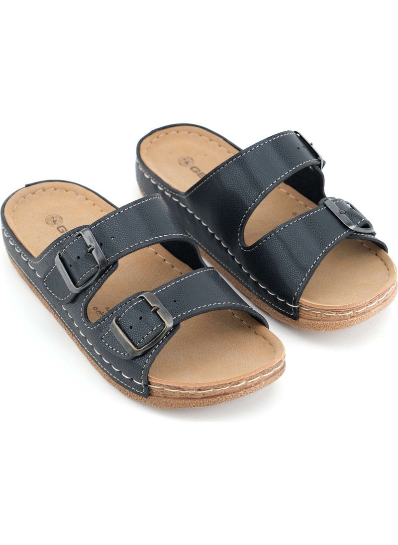 Gezer - Women's Summer Faux Leather Comfortable Sole Two Buckle Adjustable Daily Slippers - Image 1