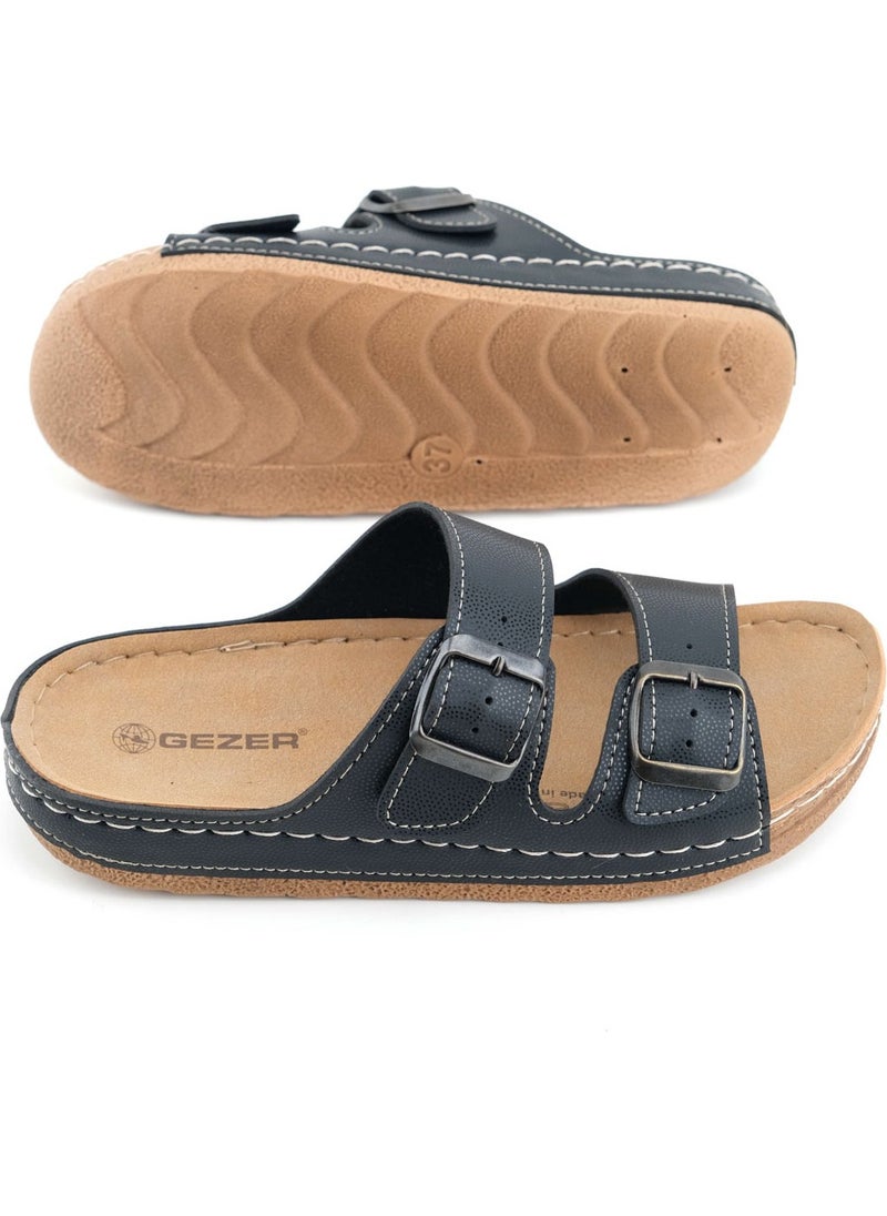Gezer - Women's Summer Faux Leather Comfortable Sole Two Buckle Adjustable Daily Slippers - Image 1