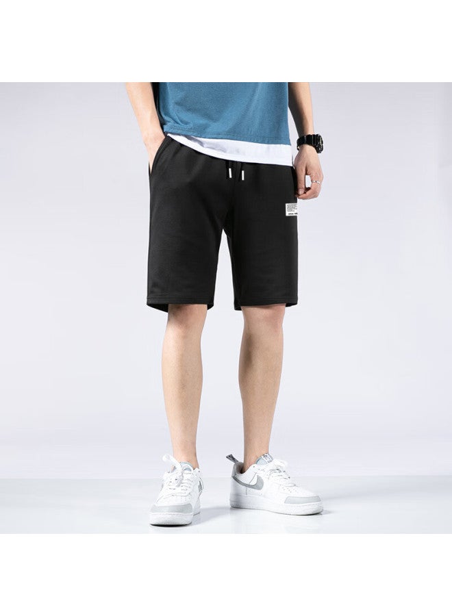 Vancamel Men's Shorts, Summer Solid Color Loose Casual Fashion Five-point Pants Trendy Versatile Beach Shorts, Black, M - Image 1