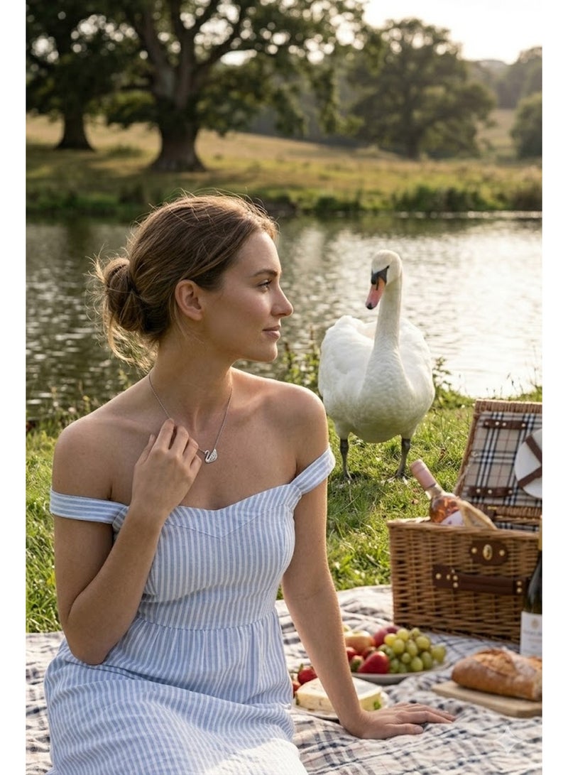 RAFAL Sparkling Swan Pendant Necklace for Women – Elegant Silver-Plated Soft Dainty Chain, Premium Sophisticated Zircon Studded Jewelry for Special Occasions, Birthdays & Luxury Gifting - Image 5