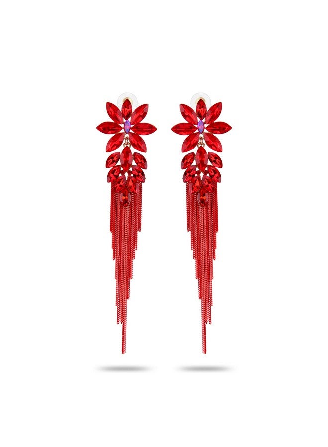 يو بيلا أقراط YouBella Jewellery المصنوعة يدويًا من الكريستال للفتيات والنساء (أحمر) - Image 1