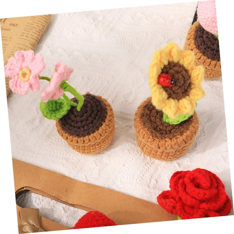 Uonlytech Crochet Flower Kit for Beginners Handmade Woolen Flowers DIY Knitting Supplies Set with Knitted Roses Potted Plant Craft for Adults Mother’s Day - Image 4