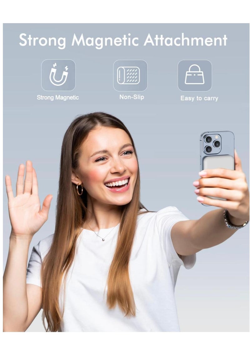 GULFLINK Fast Charging Magnetic Wireless Power Bank with 22.5w Built-in Cable Portable Super Fast Charging Mobile Power Supply 10000 mAh White - Image 3