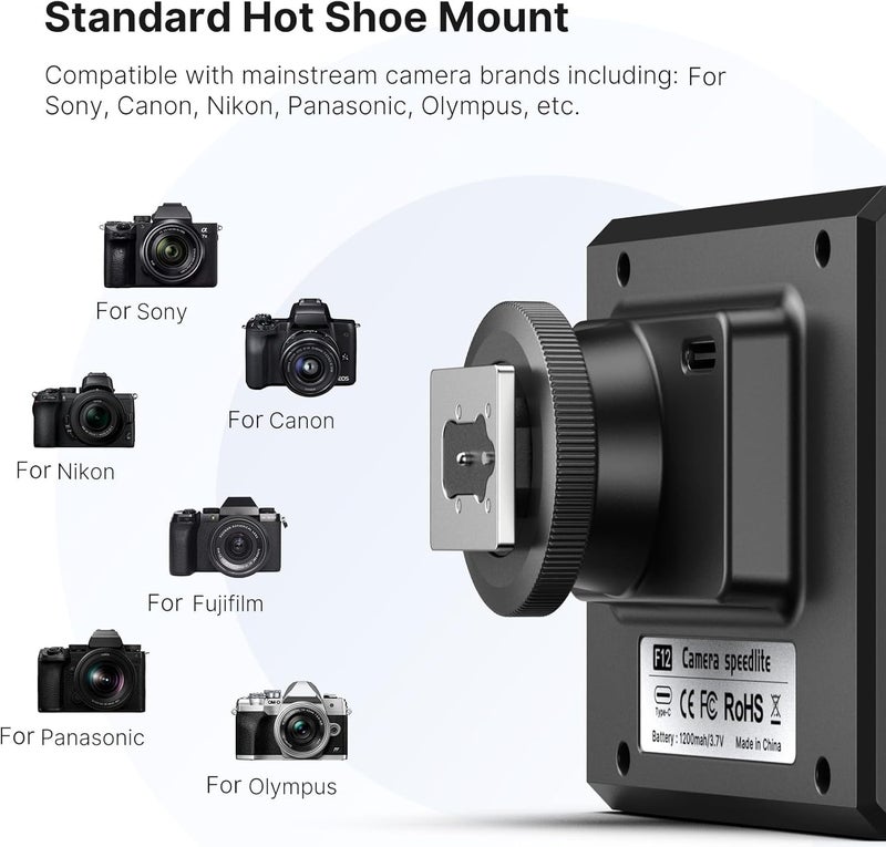 Ulanzi F12 Mini Flash, GN12/CCT 5600K Camera Speedlite Flash for Canon Fuji Sony Nikon Panasonic Olympus Pentax and Other More SLR Digital Cameras, Single Contact Universal Hot Shoe Mount Flashlight - Image 3