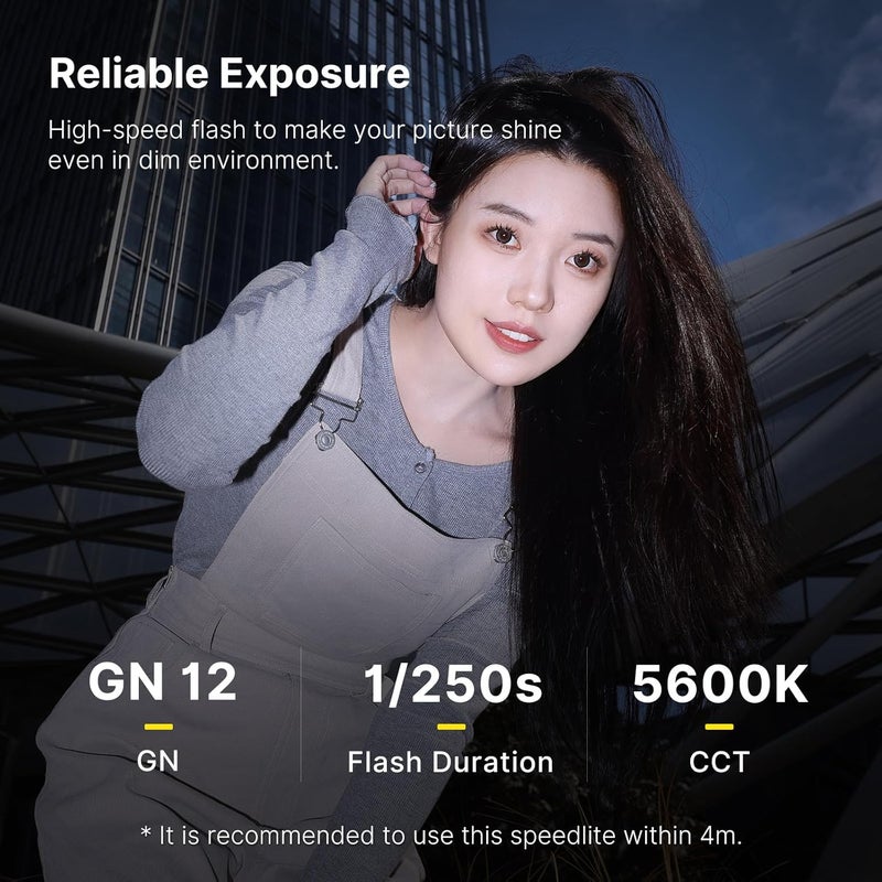 Ulanzi F12 Mini Flash, GN12/CCT 5600K Camera Speedlite Flash for Canon Fuji Sony Nikon Panasonic Olympus Pentax and Other More SLR Digital Cameras, Single Contact Universal Hot Shoe Mount Flashlight - Image 4