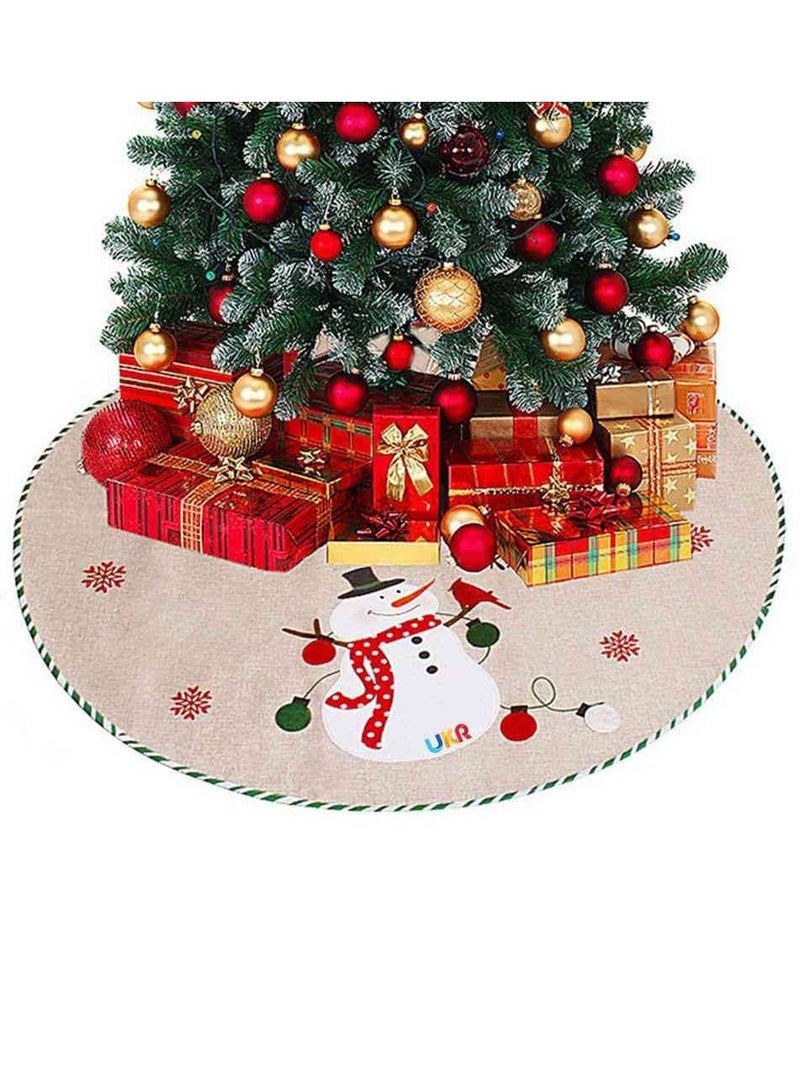 UKR Christmas Tree Skirt – 110 cm Snowman Design for Placing Gifts – Festive Holiday Decor - Image 1