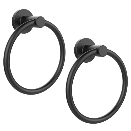 SetSail Towel Holder for Bathroom Wall Matte Black Towel Ring Stainless Steel Heavy Duty Hand Towel Hanger for Bath, Kitchen, 2 Pack - Image 1
