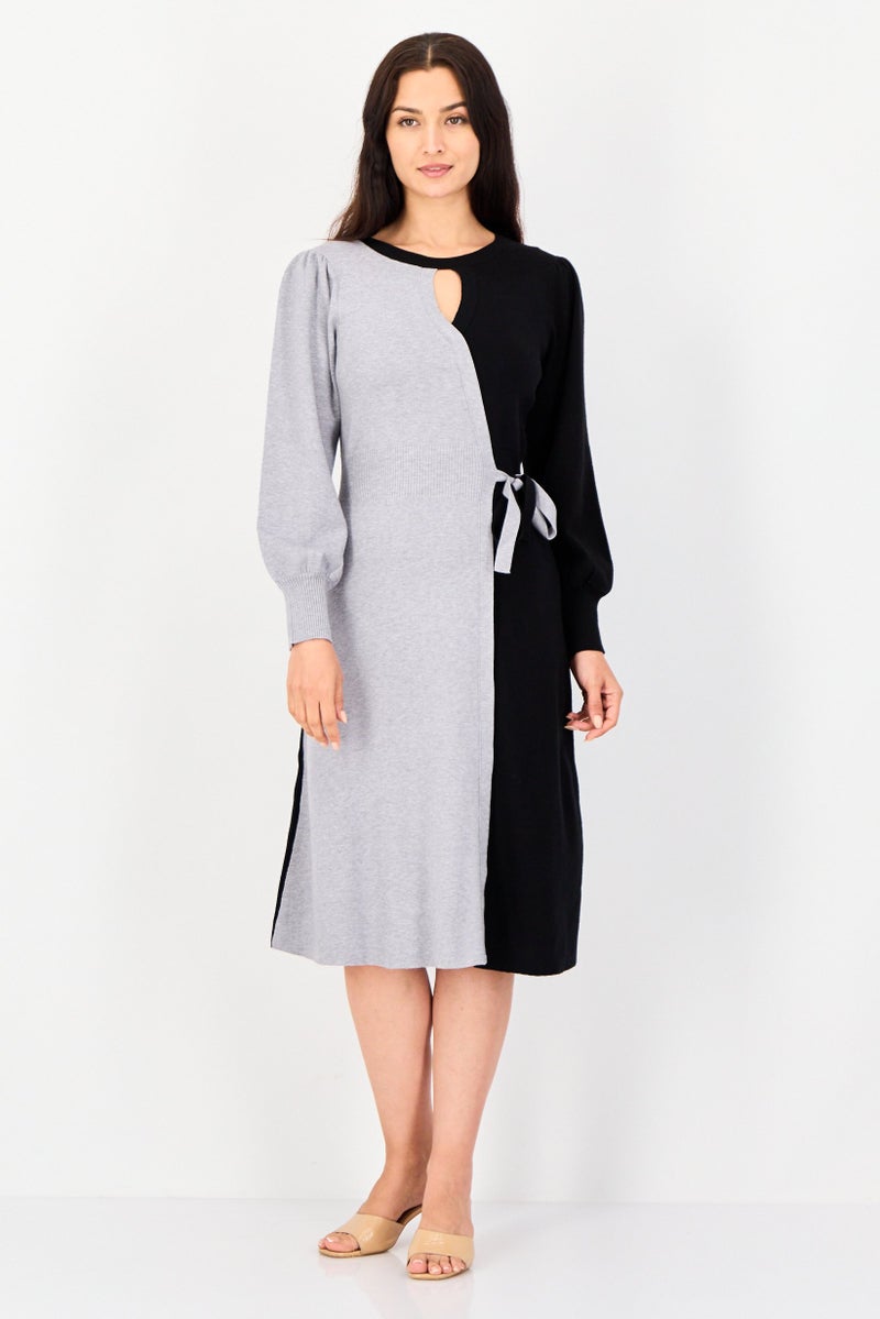 LONDON TIMES Women Two-Tone Sweater Dress, Multicolor - Image 1