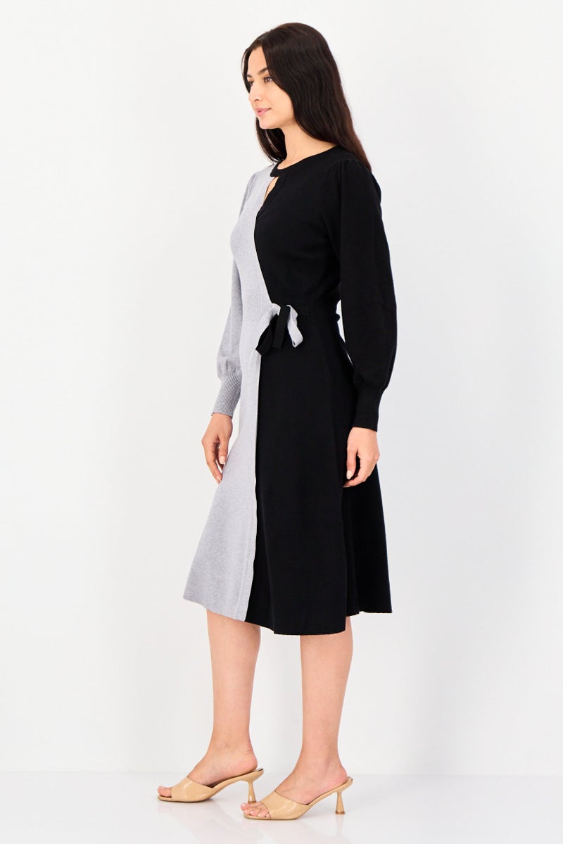 LONDON TIMES Women Two-Tone Sweater Dress, Multicolor - Image 3