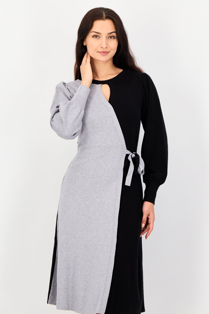 LONDON TIMES Women Two-Tone Sweater Dress, Multicolor - Image 2