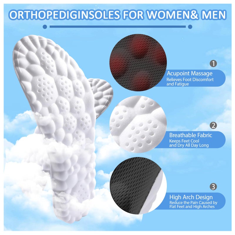 DWTWLE 4D Cloud Insoles for Men and Women Insoles Men Super Soft Anti-Fatigue, Shock Absorption, Relieve Foot Pain, (Black, Men: US 7-11) - Image 2