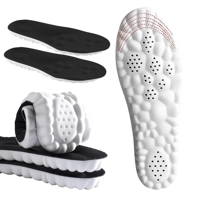 DWTWLE 4D Cloud Insoles for Men and Women Insoles Men Super Soft Anti-Fatigue, Shock Absorption, Relieve Foot Pain, (Black, Men: US 7-11) - Image 1